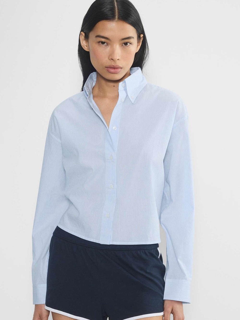 Aritzia Sunday Best Graduate Poplin Boxy Cropped Oversized Shirt